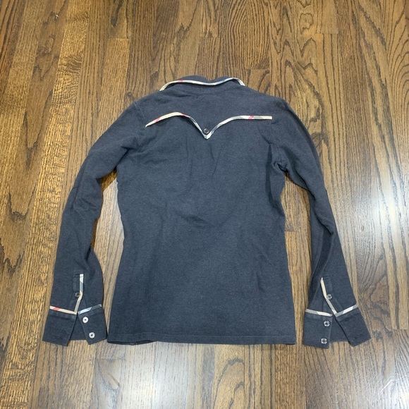 New Burberry Long Sleeve Polo Women’s Size S Dark Gray Authentic - Picture 9 of 11